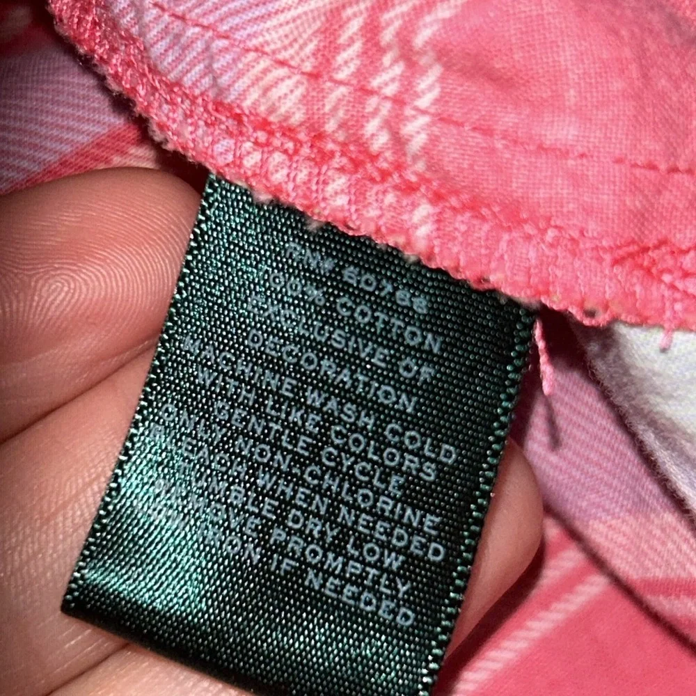 LAUREN RALPH LAUREN PINK & GREEN PLAID LRL MONOGRAMMED LIGHTWEIGHT  SLEEPSHIRT M